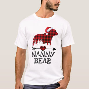 Camiseta Nanny Bear Christmas Pajama Red Xadrez Buffalo Fam