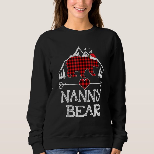 Camiseta Nanny Bear da Xadrez Vermelha Correspondendo à fam (Frente)
