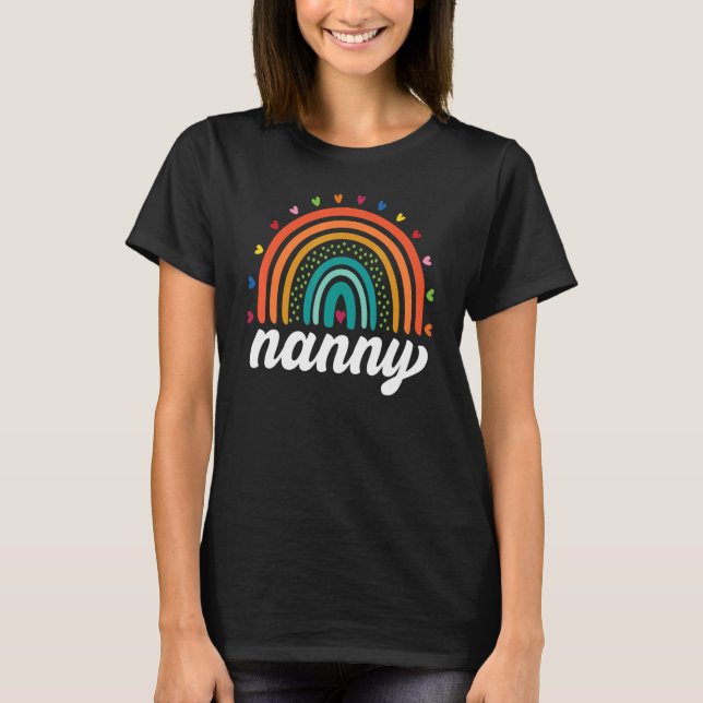 Camiseta Nanny  Boho Rainbow Back To School Grandma Appreci (Frente)