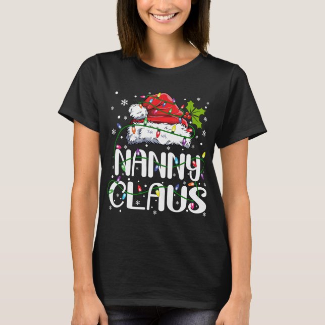 Camiseta Nanny Claus Christmas Lights Pajama Family Matchin (Frente)