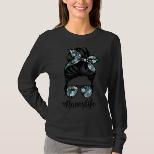 Camiseta Nanny Life Messaging Hair Bun Dia de as mães