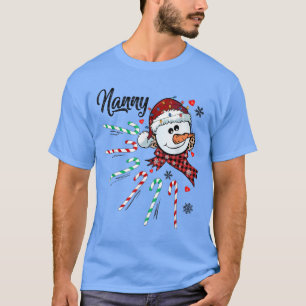 Camiseta Nanny Snowman Candy Cane Natal Xmas Engraçado 908