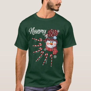 Camiseta Nanny Snowman Candy Cane Xadrez Vermelha Natal Hat