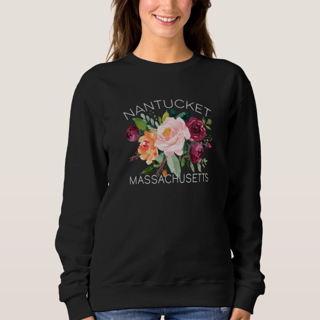 Camiseta Nantucket Floral Rose For Women Travelers Souvenir (Frente)