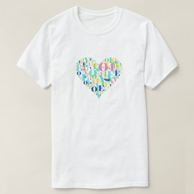 Camiseta Nantucket Love™ Heart Shirt, Nantucket Colorido (Frente do Design)