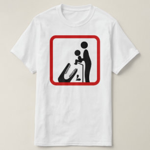 Camiseta Não alimente o bebê ao sinal de zoológico de croco