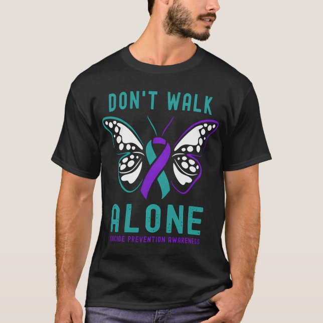 Camiseta Não Ande Sozinha Prevenção Suicida De Borboletas (Frente)