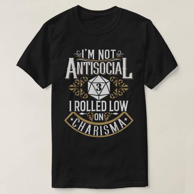 Camiseta Não Antisocial, Charme Baixo Engraçado (Frente do Design)