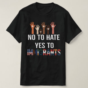 Camiseta Não ao Ódio Sim aos Imigrantes   A Favor da Imigra