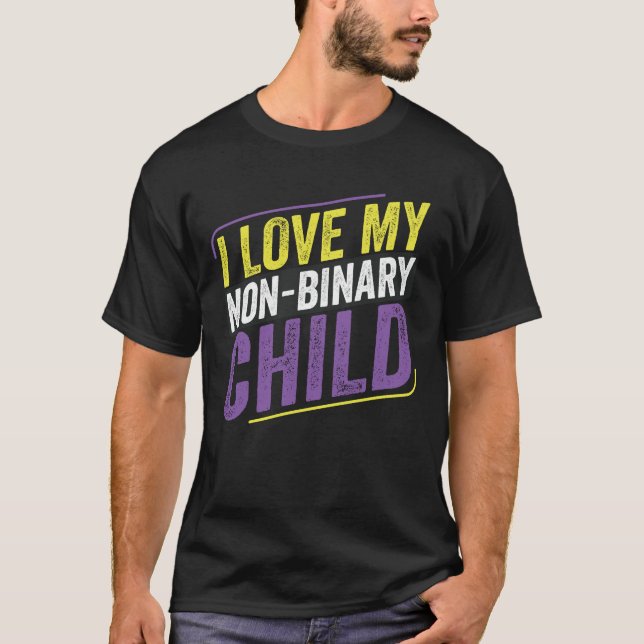 Camiseta Não Binário Eu Amo minha Mãe LGBT Filha Não-Binári (Frente)