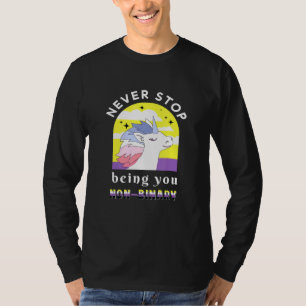 Camiseta Não Binário Unicorn Enby Genderqueer Não Binário