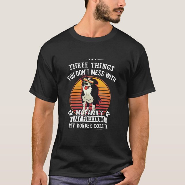 Camiseta Não brinque com a minha fronteira Collie Meu Cacho (Frente)