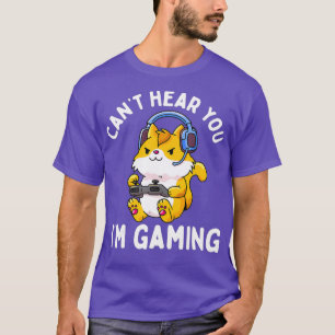 Camiseta Não Consigo Ouvir Você Im Jogar Vídeo Gamer Cat Lo