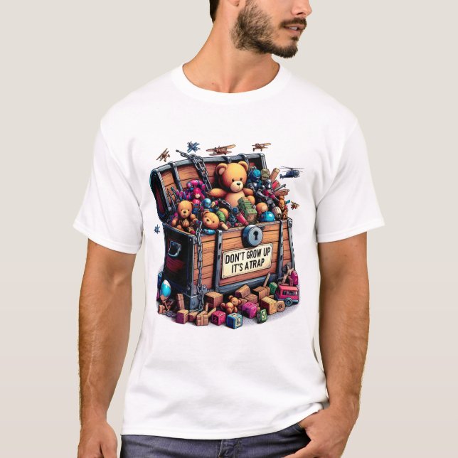 Camiseta "Não cresça: é uma armadilha" (Frente)