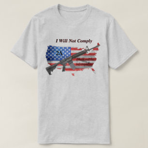 Camiseta Não Cumprirei A Emenda segundo US Flag AR AR15