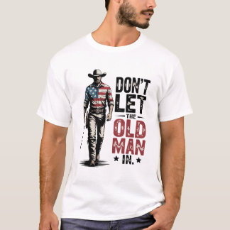 Camiseta Não Deixe o Velho Entrar Bandeira Americana Vintag