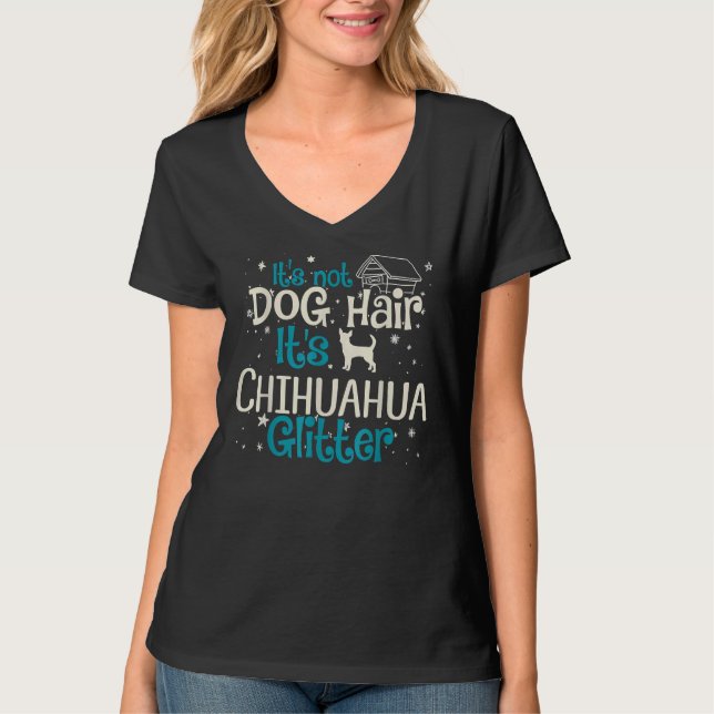 Camiseta Não É Cabelo De Cachorro É Chihuahua Glitter (Frente)
