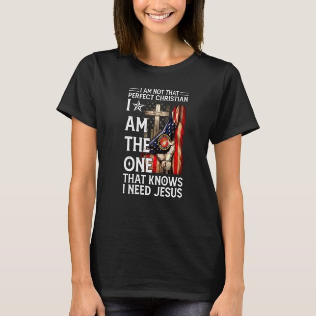 Camiseta Não é cristão perfeito, mas sabe que preciso de Je (Frente)