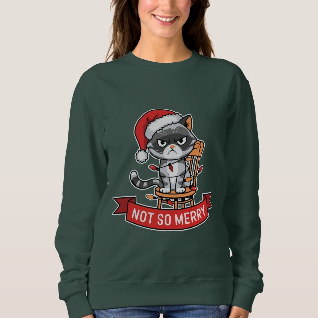 Camiseta Não é tão feliz gatinho de Natal (Frente)