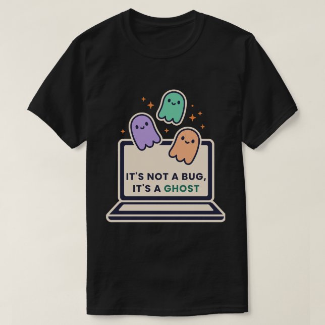 Camiseta Não é um Bug, é um Fantasma Codificando no Hallowe (Frente do Design)