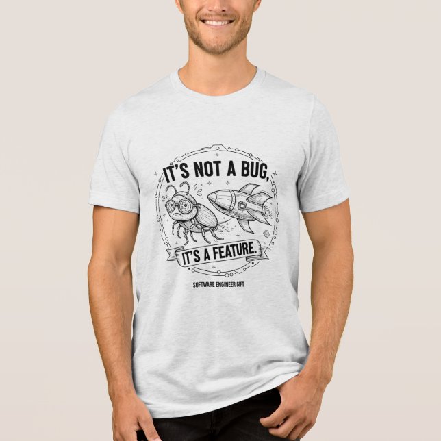 Camiseta "Não é um Bug, é uma Funcionalidade" Rocket Softwa (Frente)