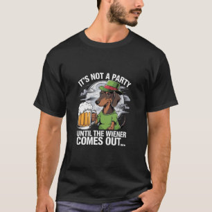 Camiseta Não é uma Festa Até Dachshund Cerveja Irlandesa Wi