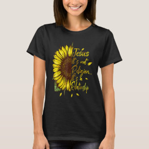 Camiseta Não é uma religião É uma relação girassol