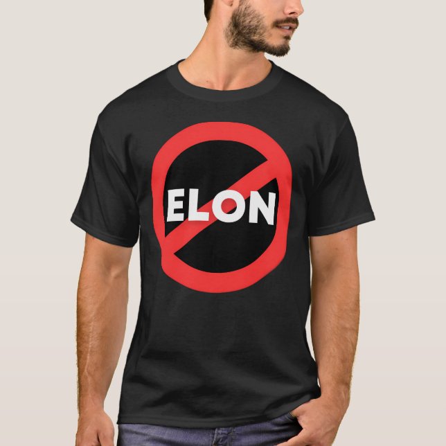 Camiseta Não, Elon! Decal do Bumper do Musk Anti-Elon Round (Frente)