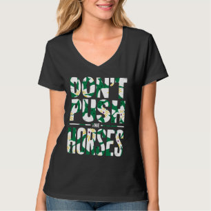 Camiseta Não Empurre os Cavalos boho flores aquarela