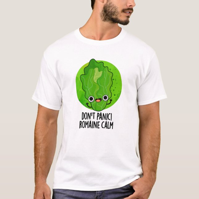 Camiseta Não entre em pânico Romaine Calma Engraçado Veggie (Frente)