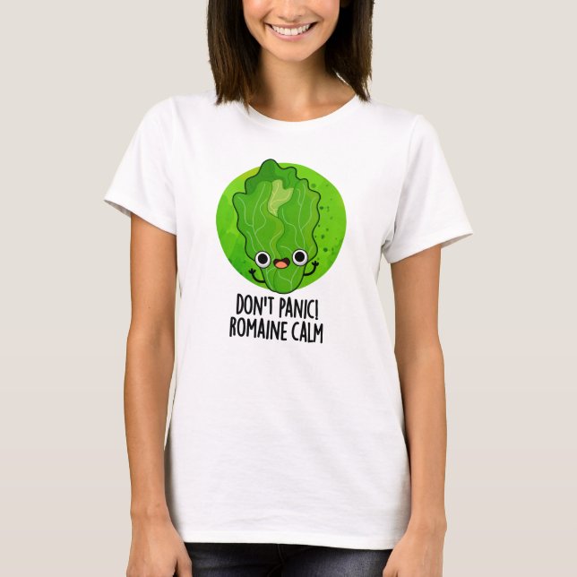 Camiseta Não entre em pânico Romaine Calma Engraçado Veggie (Frente)