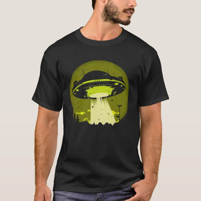Camiseta Não Estamos Sozinhos UFO Disco Voador Visitantes A (Frente)
