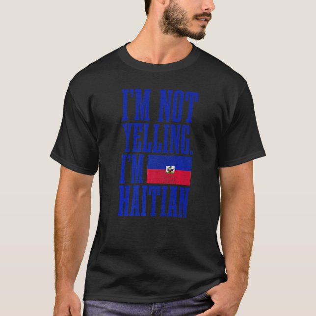 Camiseta Não estou gritando que sou a bandeira haitiana (Frente)