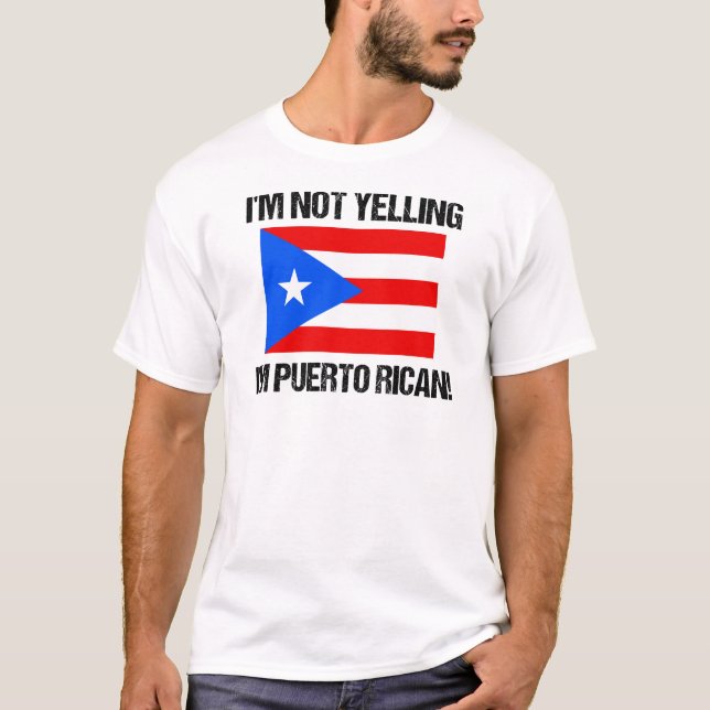 Camiseta Não estou gritando que sou porto-riquenha Bandeira (Frente)