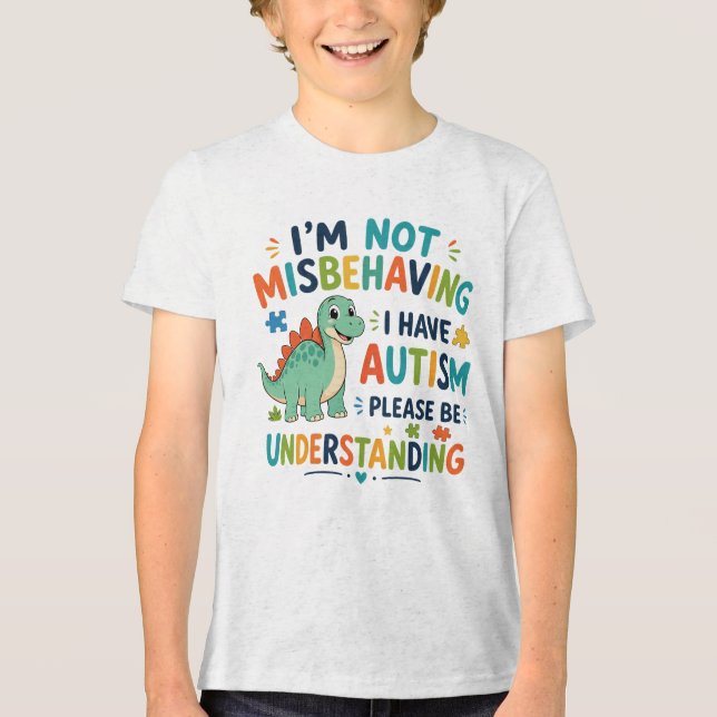 Camiseta Não estou me comportando mal, eu tenho autismo (Frente)