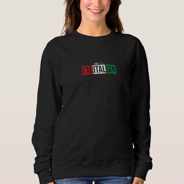 Camiseta Não estou zangado, sou italiano Bandeira (Frente)