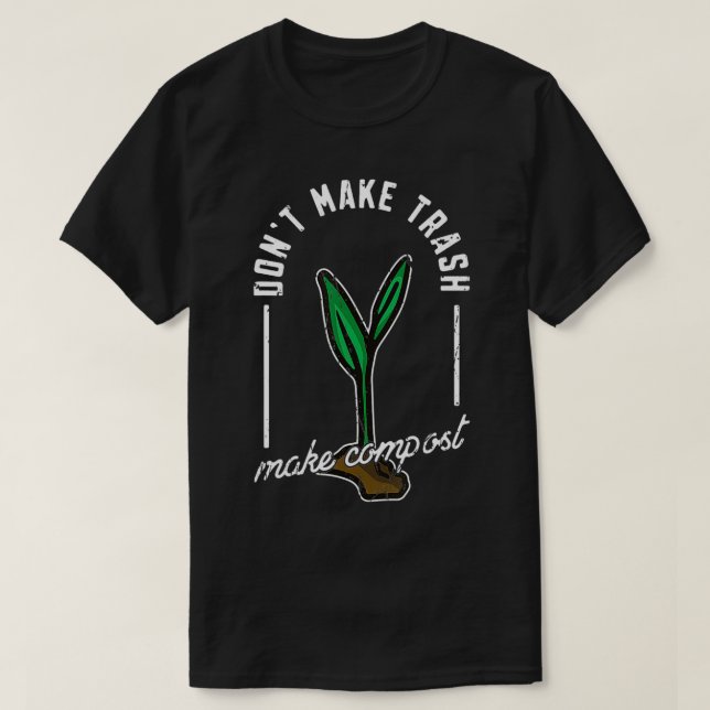 Camiseta Não Fazer Lixo Fazer Composto de Resíduos Zero (Frente do Design)