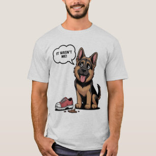 Camiseta Não Fui Eu Cachorrinho Engraçado Pastor Alemão Des