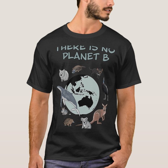 Camiseta Não há animais ameaçados pelo planeta B da Austrál (Frente)