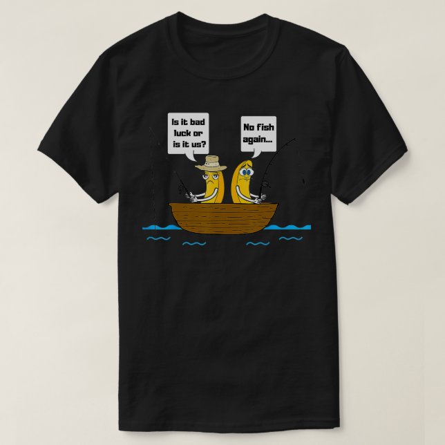 Camiseta Não há bananas na pesca de barco (Frente do Design)