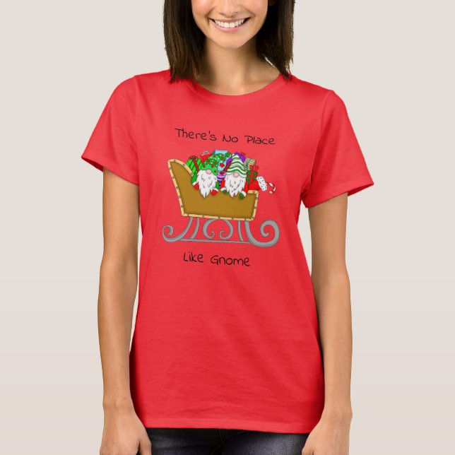 Camiseta Não há lugar como Gnome, Natal (Frente)