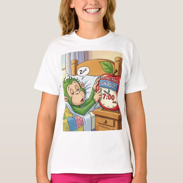 Camiseta Não Hoje, Alarme - Modo Macaco Sonolento 💤 🙈 (Frente)