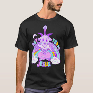 Camiseta Não Hoje, Baphomet Jesus Kawaii - Pastel Bonito