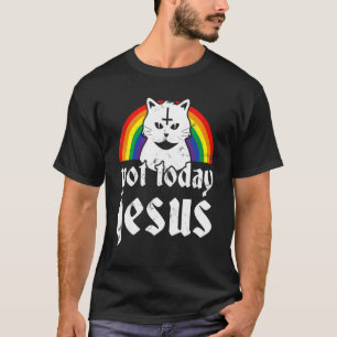 Camiseta Não Hoje Jesus Arco-íris Satanista Gato Gótico Con