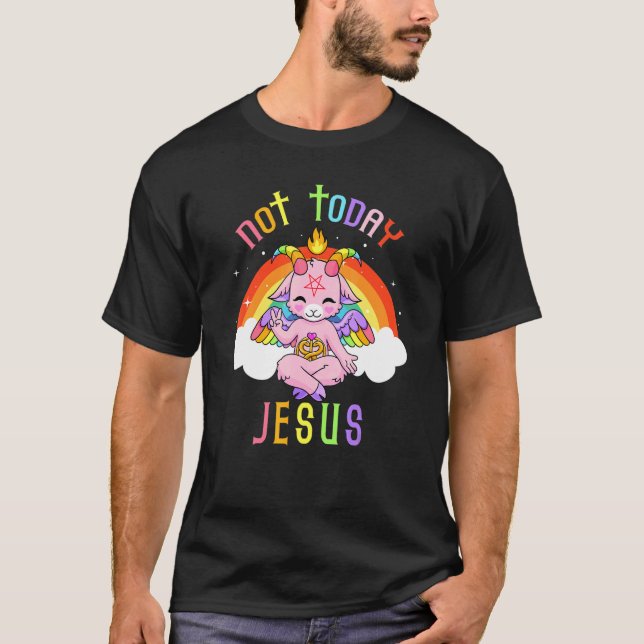 Camiseta Não hoje Jesus Satã bonitinho, Satanista de Cabra (Frente)