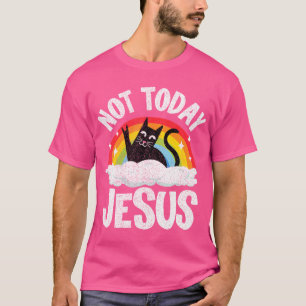 Camiseta Não hoje Jesus Satanás Gato Arco-Íris Gótico Engra