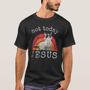 Camiseta Não Hoje Jesus Satanico Gato Arco-íris