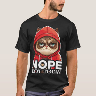 Camiseta Não Hoje Não Cat I Cat I Preguiçoso Cat Nope 2
