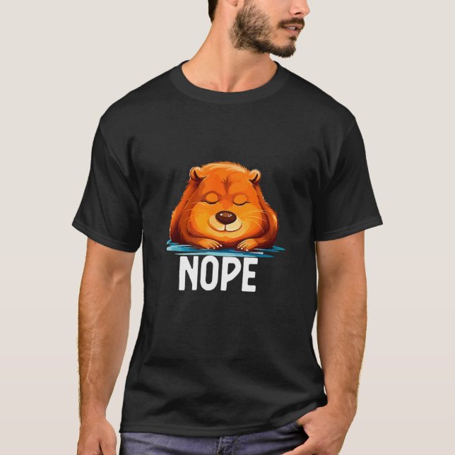 Camiseta Não Hoje Não Preguiçoso Castor Animal (Frente)
