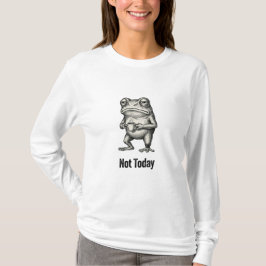 Camiseta "Não Hoje" Sapo Mal-Humorado Engraçado Com Café 